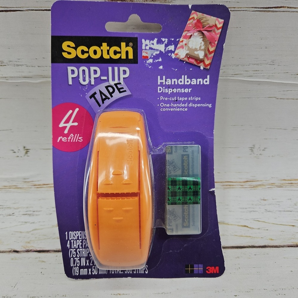 3M Scotch Pop Up Tape Handband Dispenser Orange with 4 Refill Pads